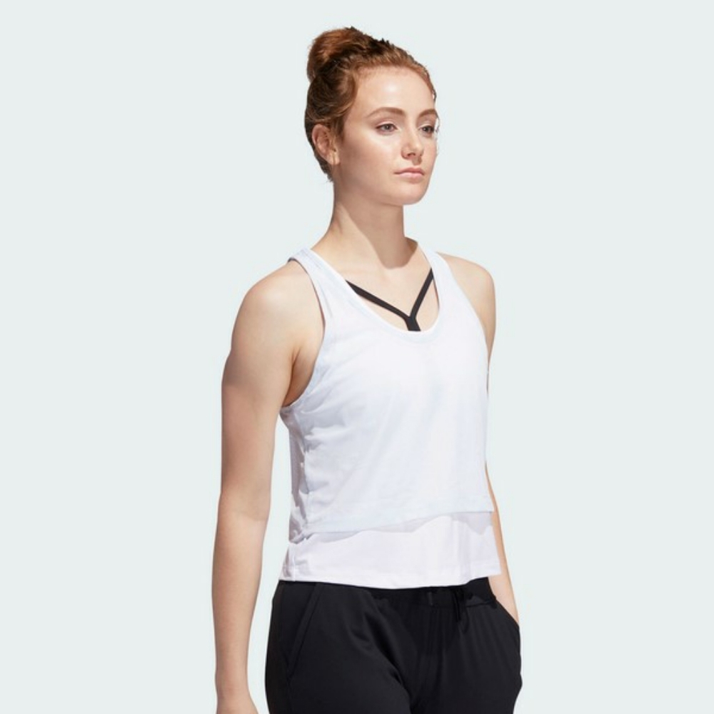 NWOT Adidas FJ7307 Mesh Tank Top in Sky Tint / White